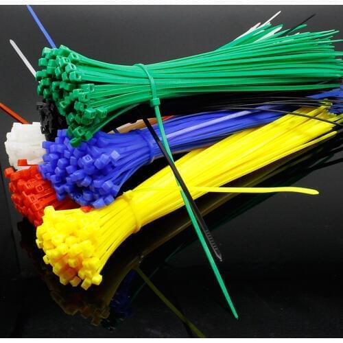 200mm Self locking Nylon Cable Ties 8 inch 100Pcs 12 color Plastic Zip Tie 18 lbs black wire binding wrap straps UL Certified