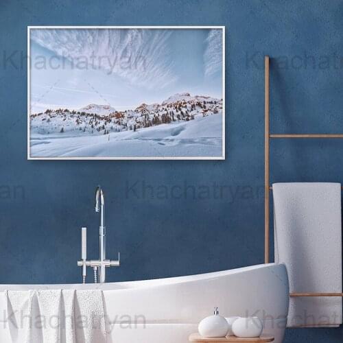 Snow Landscape Home Decoration Poster Mountain Forest Wooden House Living Room Wall Canvas Painting Lake Winter Bedroom Prints