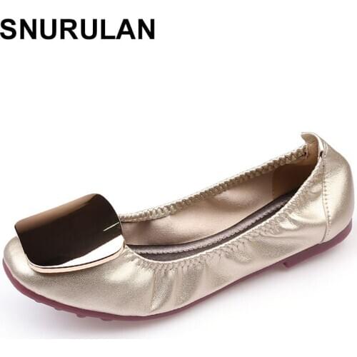 SNURULAN Women Flats Ballet Casual Loafers High Quality Soft Shoes Woman Flat Fashion Boat Shoes Ladies Egg Roll Style Promotion