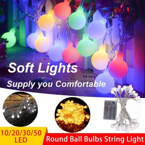 1.5/3/4/5M Cherry Balls LED Fairy Lights Garland Ball String Lights Battery Powered Outdoor Lights Wedding Christmas Decoration