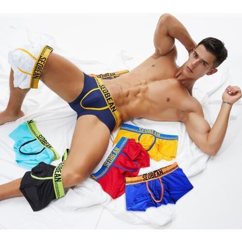 Colorful Lucky SEOBEAN Mens Boxer Underwear Nylon jockstrap lingerie homme soft slips hombre Stretch pyjama shorts Intimates