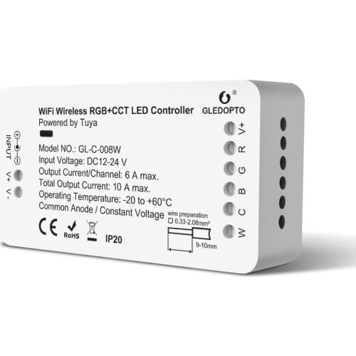 Tuya Smart LED Strip Controller RGB + CCT Wifi Wireless Dimmer Switch Controller Support Alexa Google Voice Control