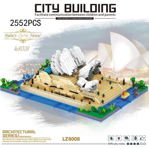 World famous modern architecture nanobricks Australia building brick Sydney Opera House micro diamond block model toy collection