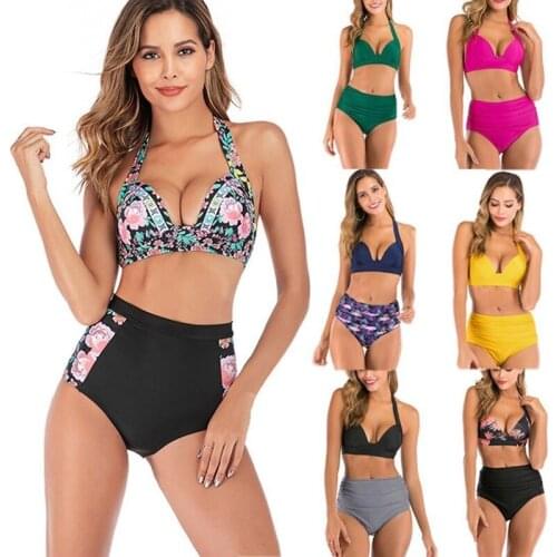 Sexy Bikini 2021 Swimsuit Women Swimwear Bikini Set Push Up Swim Suit Print Splice Backless Bandage Swimwear Female S-3XL