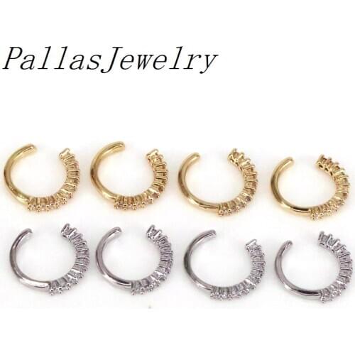 10Pairs, New Minimalist Geometric Gold Silver Color Stud Earrings Bling CZ Earrings for Girl Party Gift