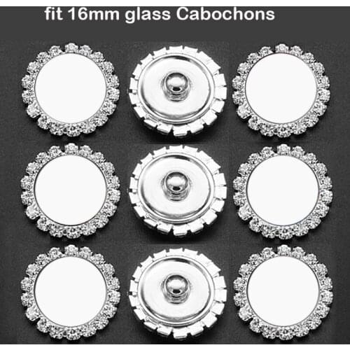 10pcs / lot White crystal 18mm Snap Button Base Flat Accessories DIY Popper Ginger Snap Charms DY617 OEM, ODM