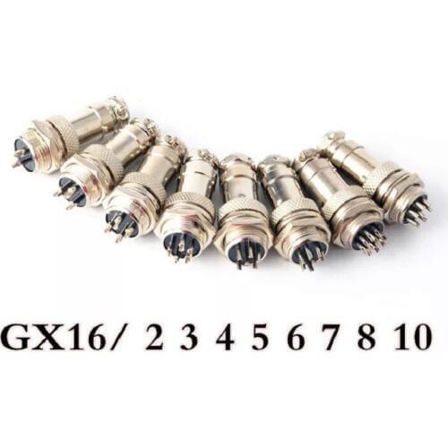 1sets GX16 2/3/4/5/6/7/8/10Pin Male + Female 16mm Diameter Wire Panel Circular Connector, Aviation Connector Socket Plug