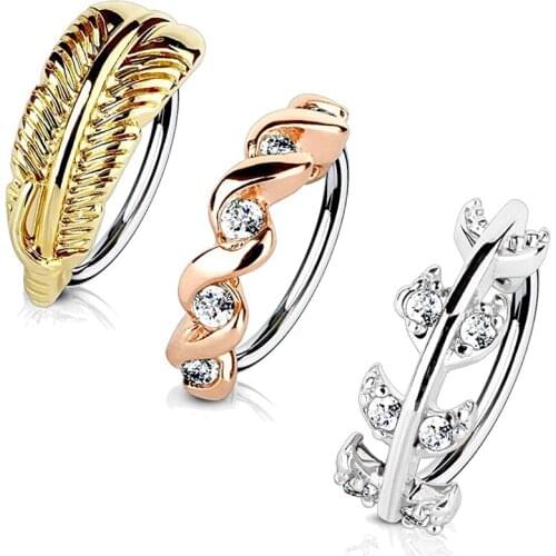 20G Nose Ring Piercing Hoop Paved CZ Crawler Surgical Steel Cartilage Earring Set (8mm) Body Jewerly