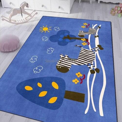 200*300cm Modern Cartoon Zebra Tree Rose Red Blue Childrens Room Living Room Bedroom Bedside Carpet Floor Mat Customization