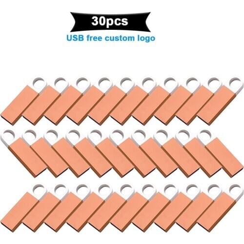 30pcs logo Free metal capacity Pen Drive 32GB16GB Pendirve 8GB Usb Flash Drive USB 2.0 Flash Memory Stick Pen drives U Disk Gift