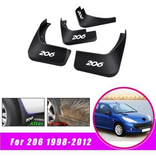 4Pcs Car Fender Mud Flaps Front Rear Mudflaps Mud Splash Guards Mudguards for Peugeot 206 1998-2012
