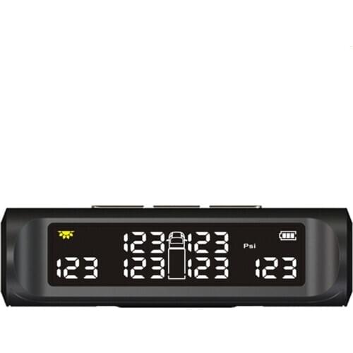 Wireless Tire Pressure Monitor System Solar External TPMS with 6 Sensor for Car RV Truck