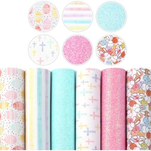 20*33cm Glitter Stripe Floral Print Faux Synthetic Leather Fabric For Bow Hair Accessories Crafts DIY Handmade Material 1Yc17805