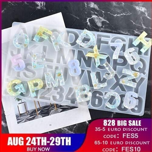 Letter A to Z Silicone Mold Alphabet & Number 0 to 9 Resin Molds Initial Mold Large Clear Resin Mold Epoxy Resin Craft Supplies