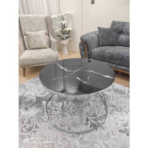 Silver Sand Clock Medium Coffee table Black Marble Pattern Unbreakable Glass журнальный столик mesa auxiliar table basse de salon