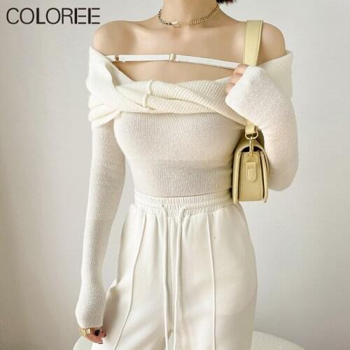 Женские пуловеры с открытыми плечами COLOREE China At AliExpress