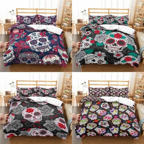 Home Textile Luxury 3D Skull Print 2/3Pcs Comfortable Duvet Cover PillowCase Bedding Sets Queen and King EU/US/AU Size