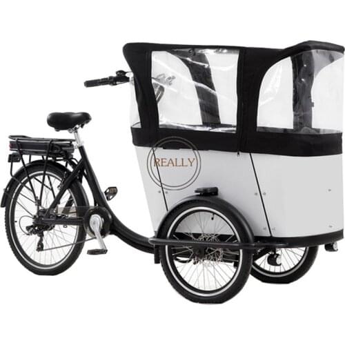 T05B Adult Electric Pedal Customized OEM Carrying Children Family Tricycle Bicycle Cargo Bike For Sale