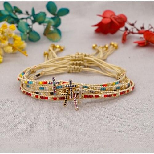 Go2boho Christian Cross Bracelet for Women Jewelry Miyuki Rhinestone Bracelets Gift for Girl Pulseras Handmade Jewellery