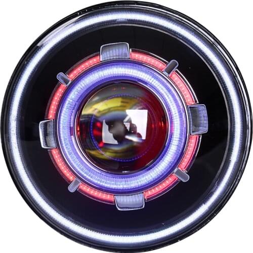 HID/LED 11 different colors starry headlight 7" round led headlight for Jeep Wrangler