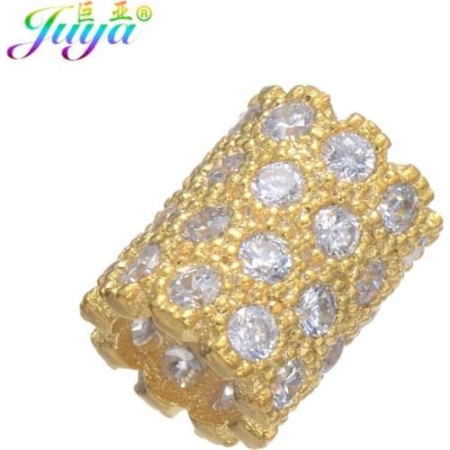 Juya DIY Jewelry Charm Beads Micro Pave Zircon Hollow Tube Beads For Women Men Decoration Beading Jewelry Making