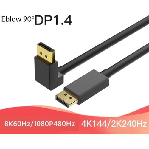 Displayport 1.4 cable 90-degree Angled Displayport cable 144Hz/4K 8K/60Hz Displayport male to Displayport 1.4 male cable 2/3M 5M