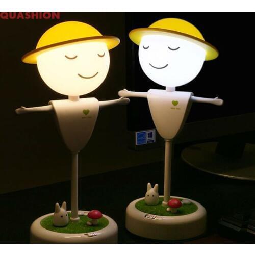 Creative Soft Lighting Touch Scarecrow cute Cartoon Rechargeable USB Night light Vibration Sensor Bedroom LED Light nice gift