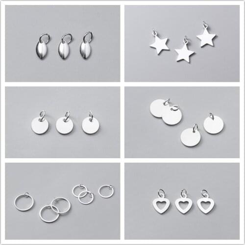MEETSOFT Roamntic 5pcs/lot 925 Sterling Silver Minimlist Charms for Women DIY Jewelry Finding Necklace Deocration Accessory
