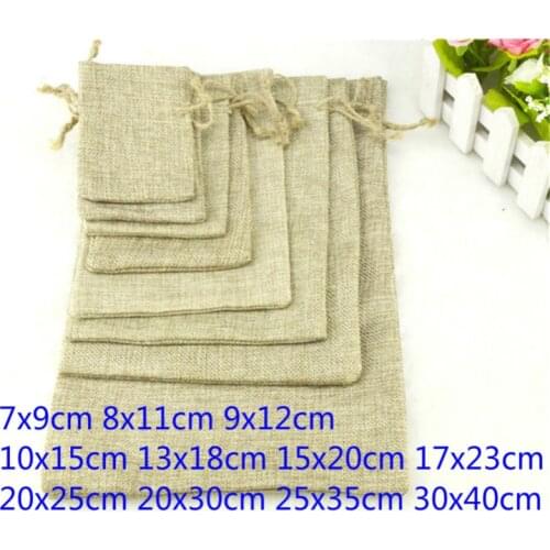1pcs Linen Jute Drawstring Gift Bags Sacks Wedding Birthday Party Favors Drawstring Gift Christmas Bags Baby Shower Supplies