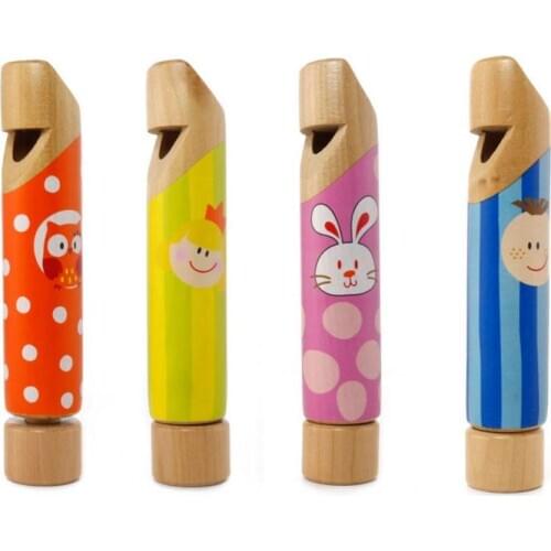 Cartoon Wooden Push Pull Fluted Whistle Musical Instrument Education Kids Toy