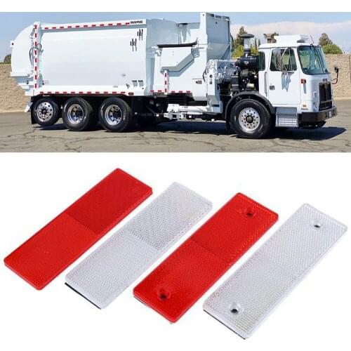 5 Pcs Car Auto Truck Motorcycle Moto Adhesive Rectangle Plastic Reflector Reflective Warning Plate Stickers Safety Sign Red Whit