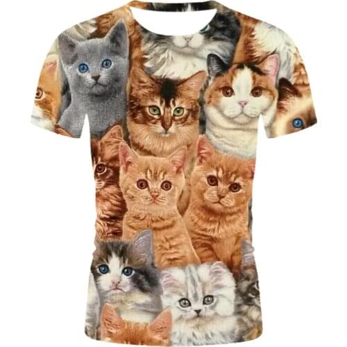 New Cool Ladies Fashion t Shirt Animal Print Cat T Shirts 3D Printed t-Shirts Summer Short Sleeve Top Large Size t-Shirt XXS-6XL