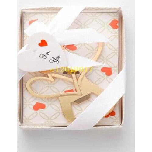 Double Heart Style Beer Bottle Opener with Retail Box for Wedding Party Gift Favors Barware Tool