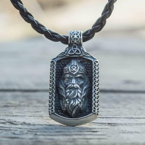 2020 Personality Fashion Trendy Rock Hip Hop Old Man Head Pendant Necklaces Vintage Military Card Silvery Necklace for Men Women