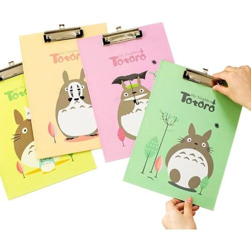 Totoro Animals A4 Paper Clipboard Folder Storage Writing Pad Board Clamp Book Clip Pad Folding File Clipboard Office Stationery