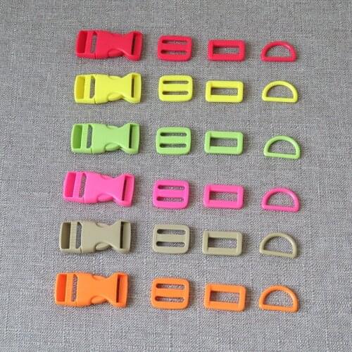 20sets/lot 25mm webbing strap belt buckle plastic D ring clasp adjuster slider for bag pet dog collar necklace sewing accessory