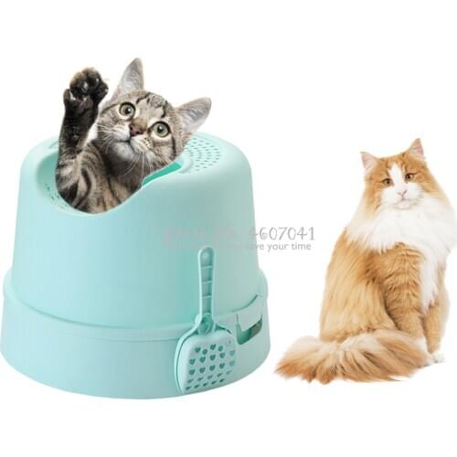 Top-in Cat Litter Box Anti-splashing PP material Breathable Cat Bedpans Cat Toilet Deodorant Large Enclosed Removable Bottom