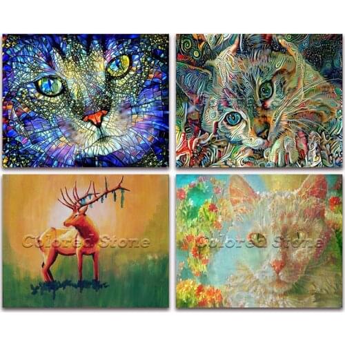 5D Full Square Diamond painting embroidery Cross stitch Animals Cat deer 3D DIY Round Drill Drawing mosaic 352