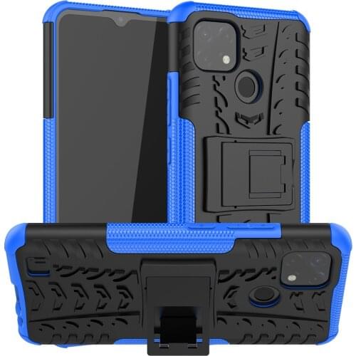 Shockproof Phone Case For OPPO Realme C2 C11 C15 C17 Holder Rugged Silicone Kickstand Protective Cover For Realme C20 C21 Cases