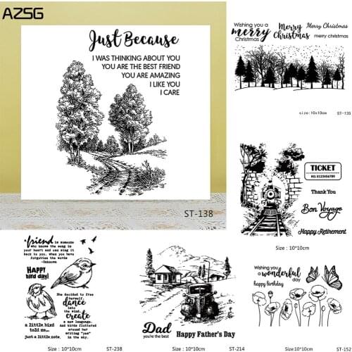 AZSG Path Merry Christmas / Tree Clear Stamps For DIY Scrapbooking Decorative Card making Craft Fun Decoration Supplies 10x10cm