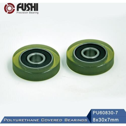 PU 608 Polyurethane Covered Bearing 8*30*7 mm ( 2 Pcs ) Shaft 8mm PU60830-7 Urethane Cover PU608 Bearings