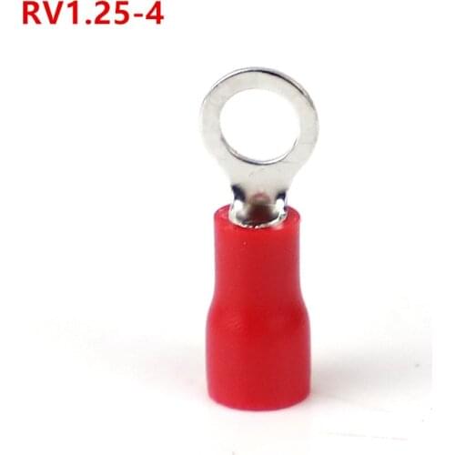 RV1.25-4 Red Ring Insulated Wire Connector Electrical Crimp Terminal RV1.25-4 Cable Wire Connector 100PCS RV1-4 RV