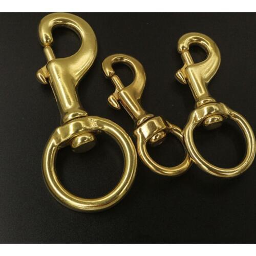 3size round button solid brass leather craft pet backpack bag DIY hardware accessories snap hook buckle 5pcs/lot