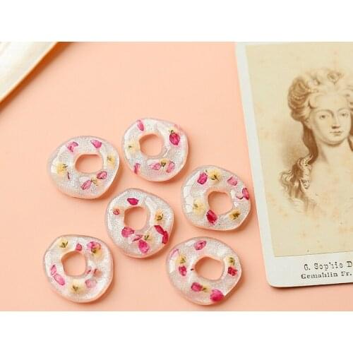 Beautiful pink petal irregular pendant imported uv glue dried flower seal earrings drop oil handmade jewelry accessories