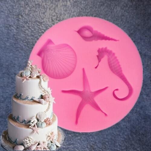 Sea-themed Shell Starfish Sea Snail Diy Chocolate Mold Turn Sugar Silicone Cake Decoration Tool A1577