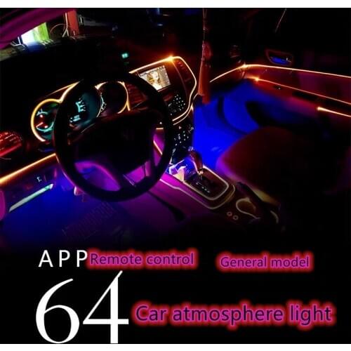 Universal Car Interior Ambience Lamp App Control 8m Optical Fiber 10 in 1 Ambient Environment Light Footlights Discoloration