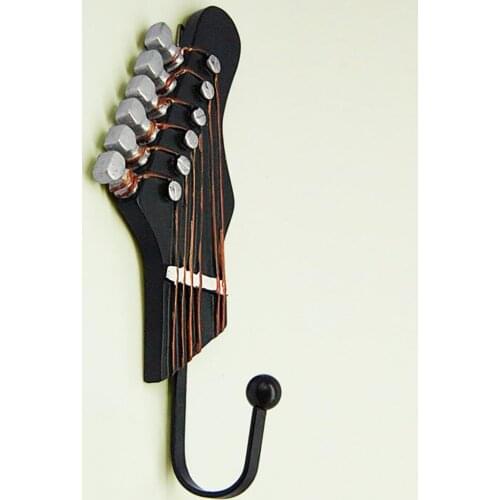 Retro 3PCS/Set Guitar Head Resin Hooks Clothes Hat Keys Hanger Wall Mounted Hook Living Room Storage Rack Music Ornaments
