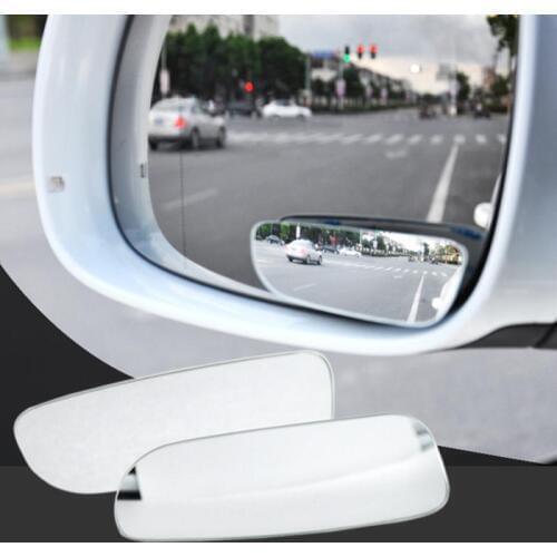 2pc Car Auxiliary Rearview Mirror 360 Degree Adjustable Glass Frameless Reversing Wide Angle Auxiliary Safety Blind Spot Mirror