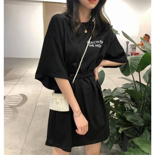 Korean Casual Summer Streetwear t shirt Casual Short Sleeve T-Shirt Funny Letter Printed Jumpers Ladies Fashion