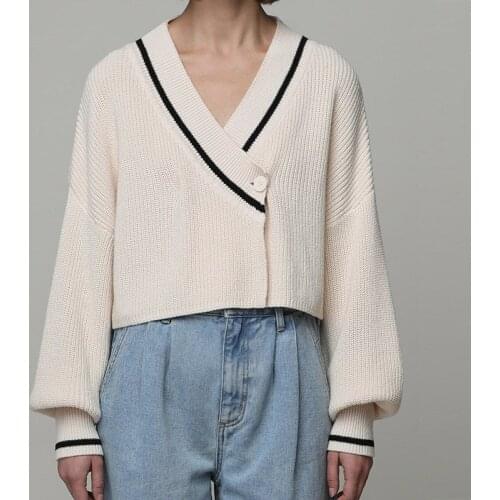 Women Knitted Cardigan Sweaters Loose Long Sleeve Ladies Cardigans Button V Neck Knitting Autumn Knitwear Fashion Simple Casual